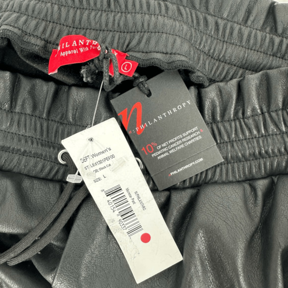 n:Philanthropy Faux Leather Morena Pants Black Paper Bag Elastic Waist Relaxed - Picture 4 of 10